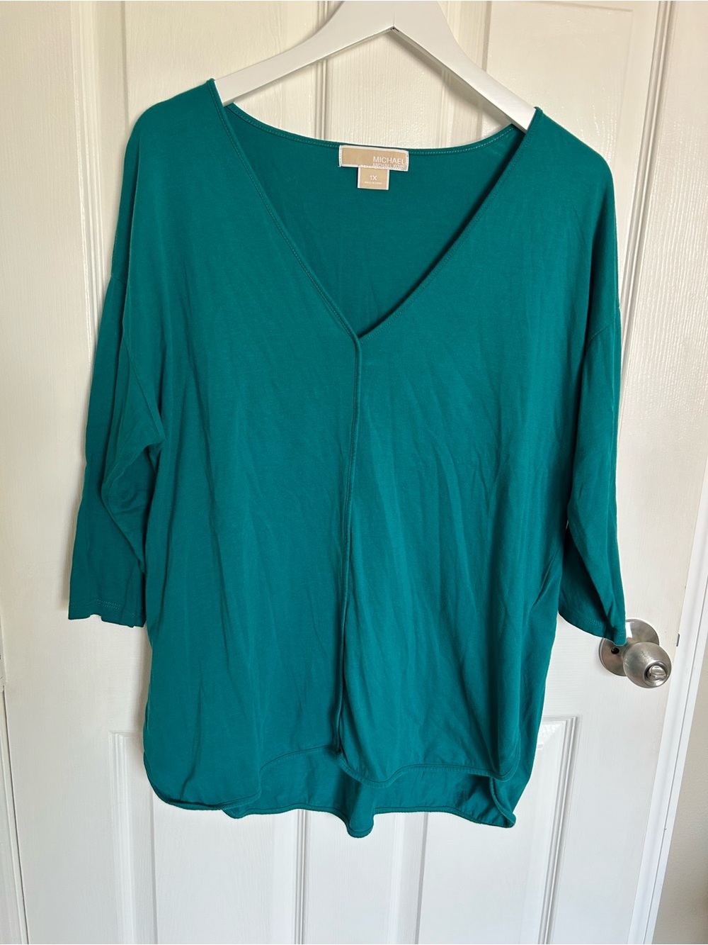 Michael Kors Teal V-Neck Relaxed Tunic Top